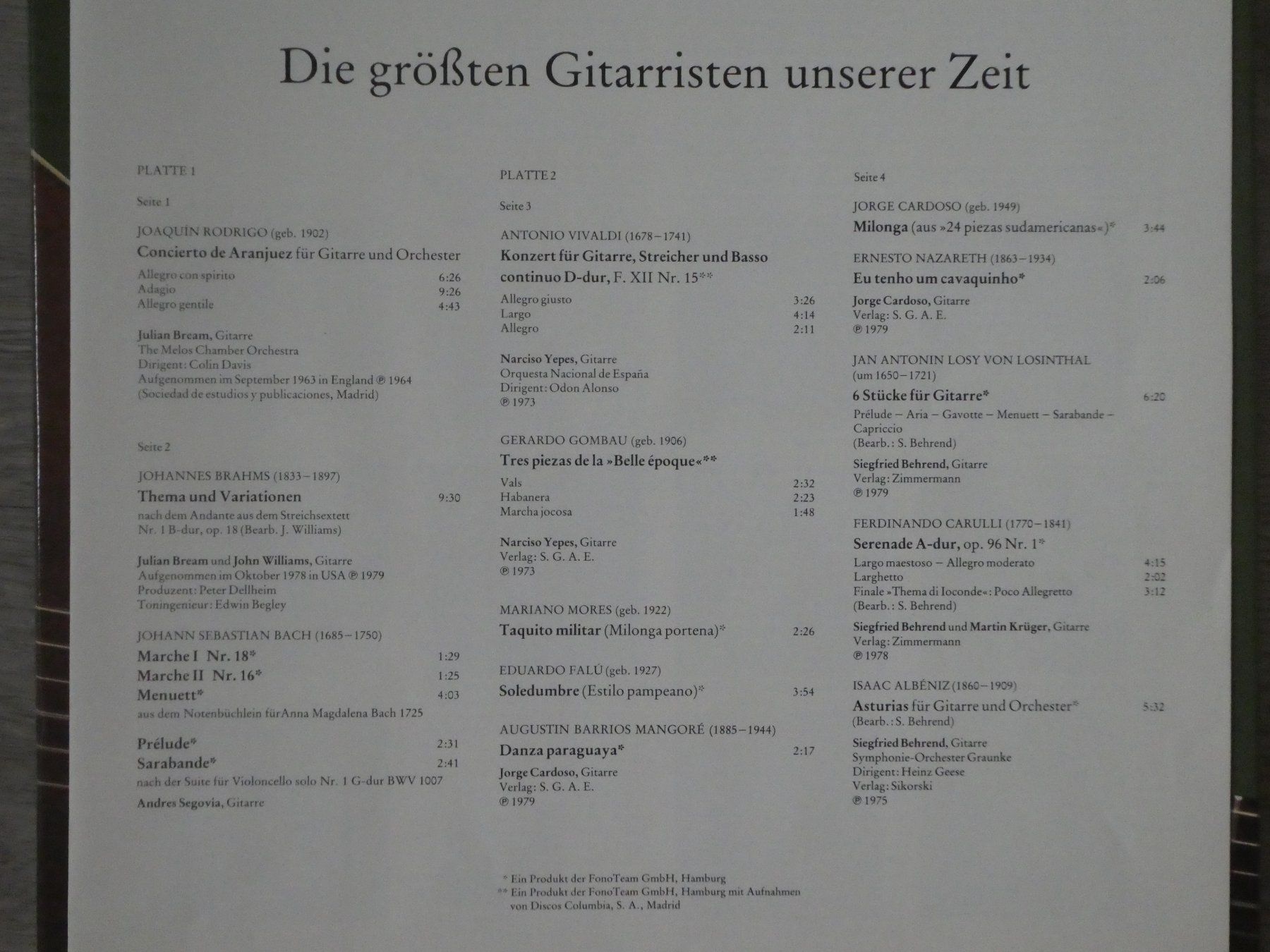 Schallplatten: Die grössten Gitarristen unserer Zeit  2 LPs – Gebraucht aus Andelfingen von Annegret06 1