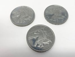 3 Schweizer 5 Franken Münzen 1976 Schlacht bei Murten