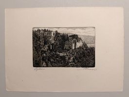 Original-Radierung «Burg Oybin»  Handsigniert