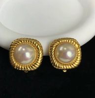 vintage Ohrclips perle goldfarbig Nina Ricci