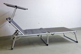gebrauchte Sonnenliege Grau Alu + Polyester mit Sonnendach