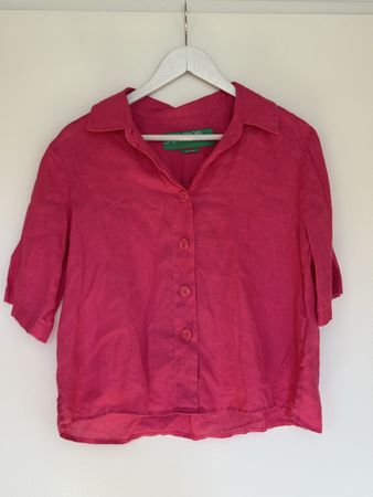 Benetton Blouse pink size M linen 