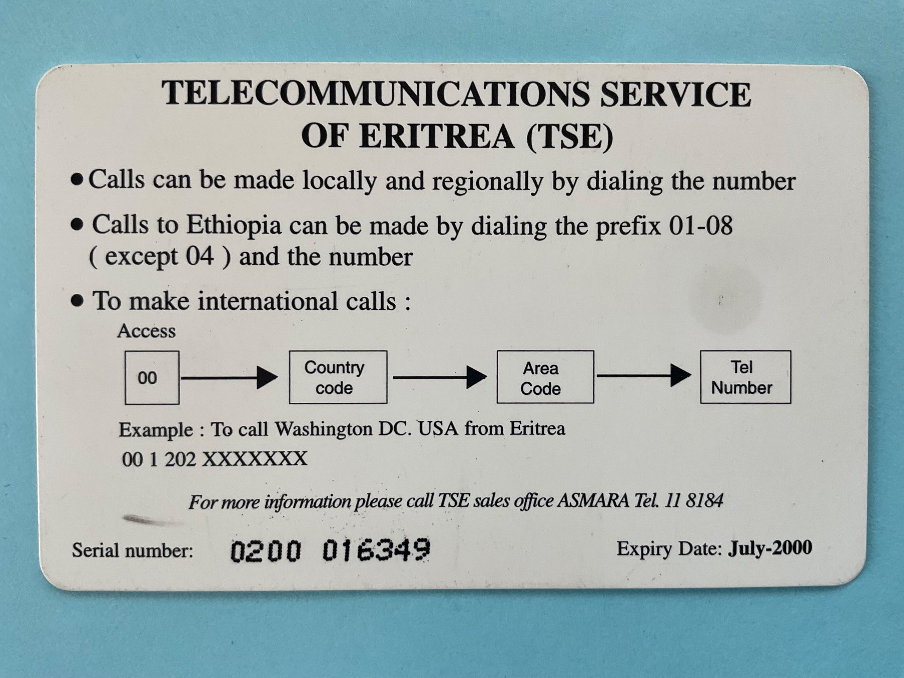 Telefon- & Taxkarten: Telefonkarte Eritrea – Gebraucht aus Winterthur von Grap75 1