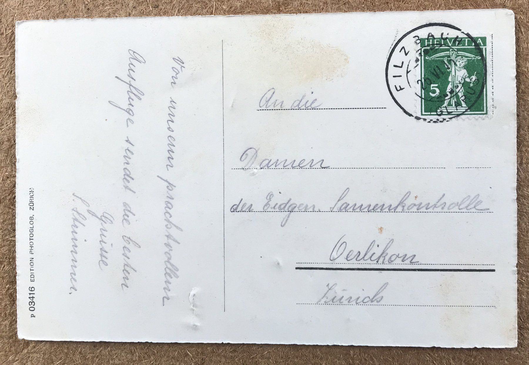 Cartoline postali: ANSICHTSKARTE FILZBACH MIT MÜRTSCHENSTOCK – Usato da Ostermundigen venduto da Kari1937 2