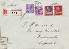 Schweiz 1938: R-Brief Bern-Karlsruhe Zensur Zoll geöffnet