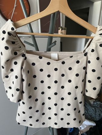 H&M Polka Dot Puff Sleeve Top - Grösse S - Sommerlich leicht