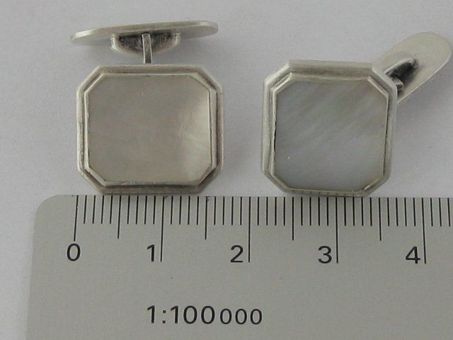 Gemelli: Vintage Manschettenknöpfe Silber 835 Perlmutt – Usato da Ermatingen venduto da Decovin 4