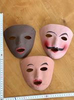 3 alte Fasnachtslarven- Masken Wahrscheinlich Basel