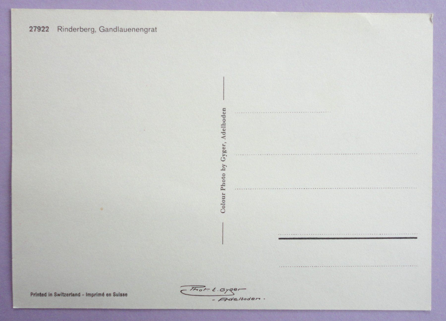 Cartoline postali: Rinderberg, Gandlauenengrat – Usato da Fétigny venduto da Billy2miny 1