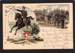 Litho Soldatengruss  , gel. 1901