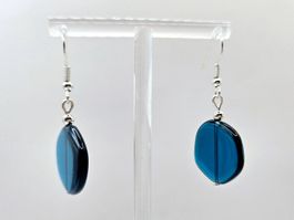 Ohrringe Ohrhänger Glas-Anhänger in Blau