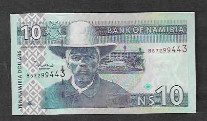 Billets de banque: Namibia  10  Dollars  Bankfrisch – Neuf (Voir description) à Gordola par coinsandnotes 1