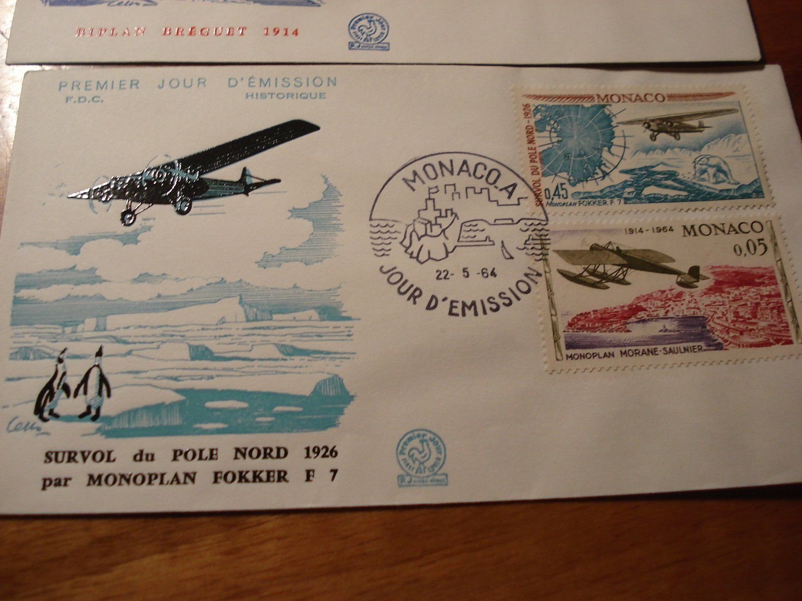 Alle Briefmarken: 2 FDC Monaco 1964, Flugzeugmotive – Gebraucht aus Niederwil AG von morostahu 1