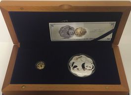 FIDSCHI Satz Gold / Silber PANDA 2018 1$ Ag 1 oz 5$ Gold 1g