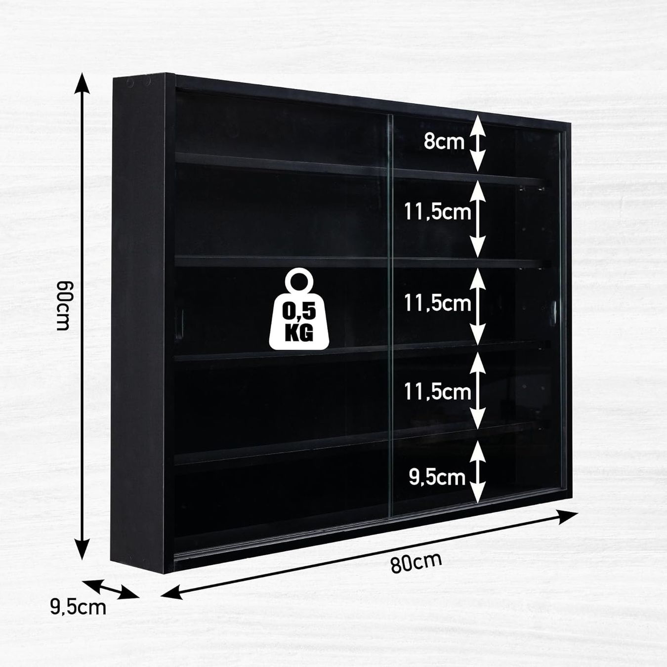 Vetrine: Sammlervitrine, Hängevitrine, Wandregal, Glasvitrine - Black – Nuovo e nell'imballaggio originale da Fislisbach venduto da IboTrade 2