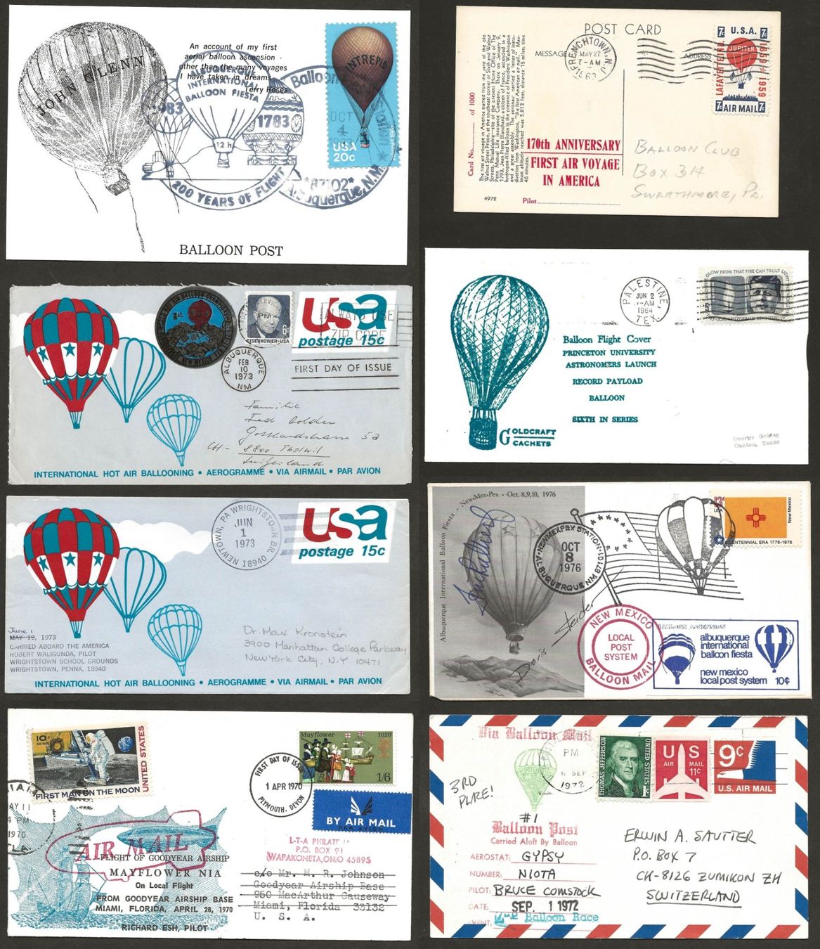 Tutti i francobolli: 8 Ballon USA  Luftpost – Usato da Au ZH venduto da xelagreb01