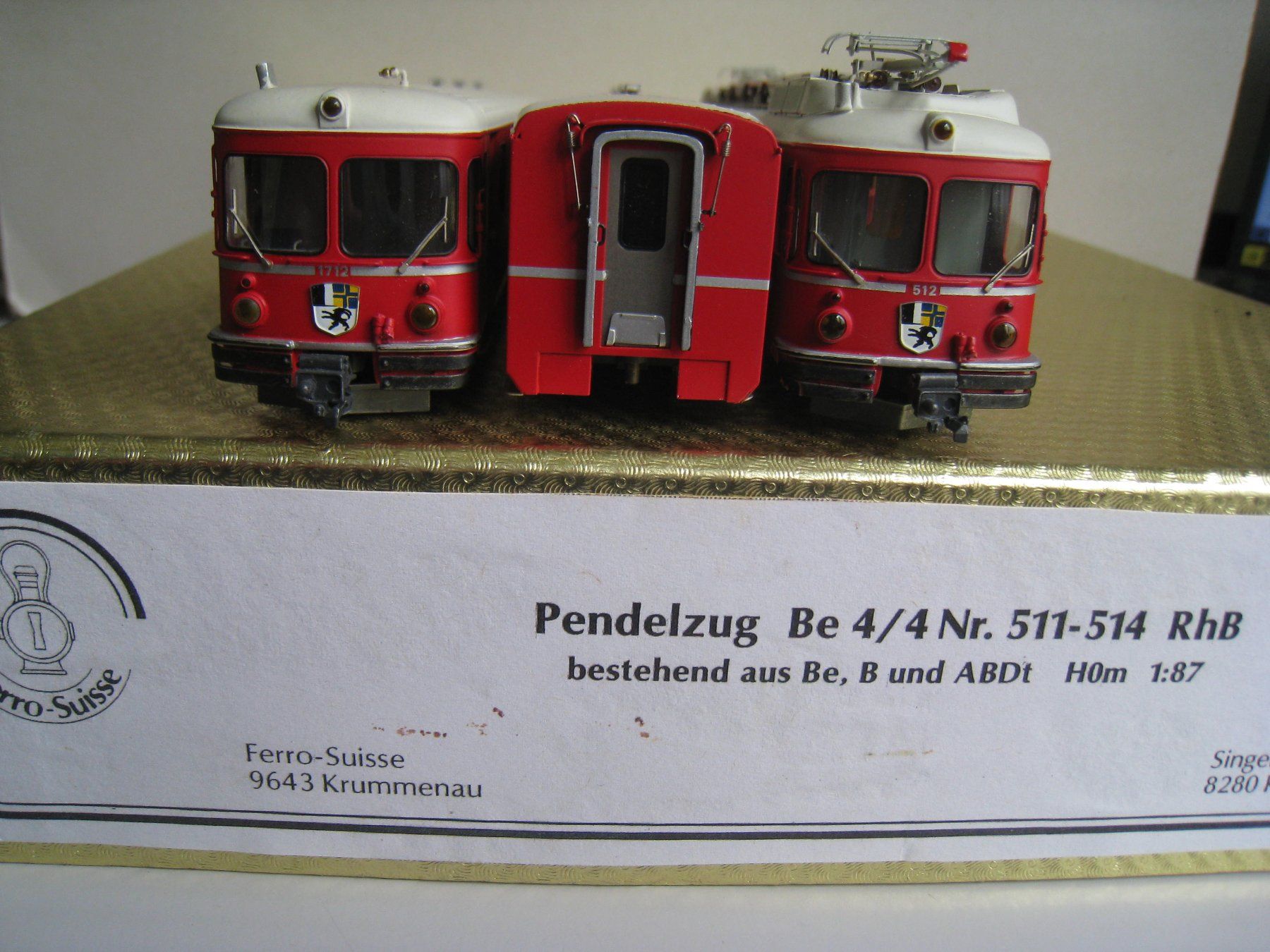 Ferro-suisse Modelleisenbahnen: Ferro Suisse, Rhb Pendelzug Nummer 512, 3 teilig – Gebraucht aus Buchs ZH von swiss-train
