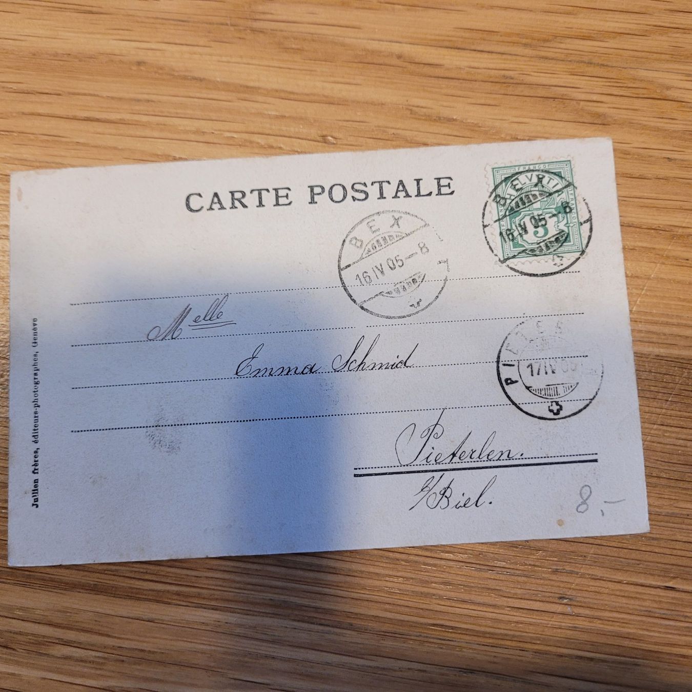 Ansichtskarten: Carte Postale Bex 1905 Pieterlen – Gebraucht aus Biel/Bienne von Destockweb 1