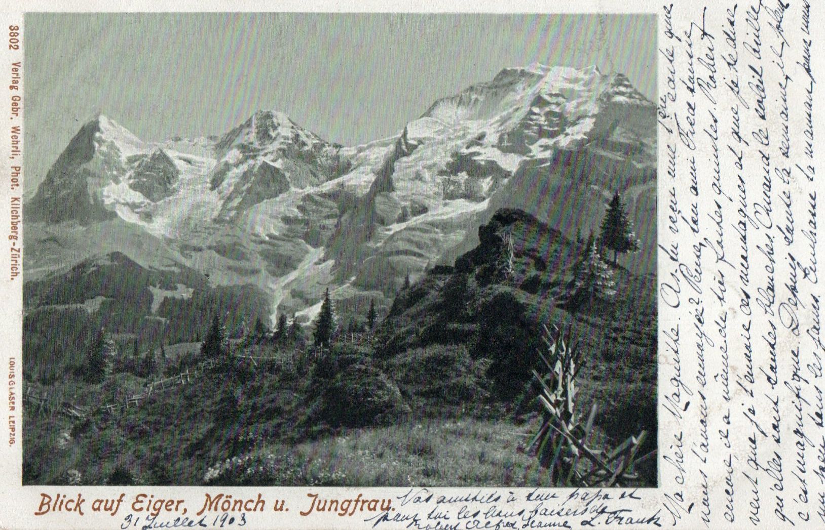 Ansichtskarten: Blick auf Eiger,Mönch und Jungfrau – Gebraucht aus Melano von pisonsdro