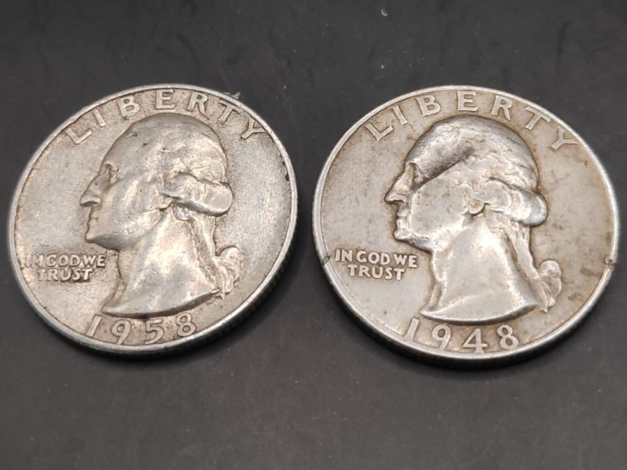 Alle Münzen: 2x ¼ Dollar "Washington Silver Quarter" – Gebraucht aus Sirnach von Trekk64