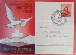 BJ44) 1940 Deutsch Karte Tag der Briefmarken