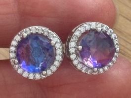 Luxus Elegante Zirkonia Ohrstecker Farbe: Silber/Multicolor