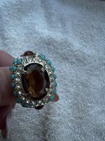 Modeschmuck Ring, goldfarben, Türkis, Grösse 55-56💍