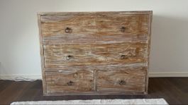 Holzkommode, Massivholz, Vintage Look, 4 Schubladen
