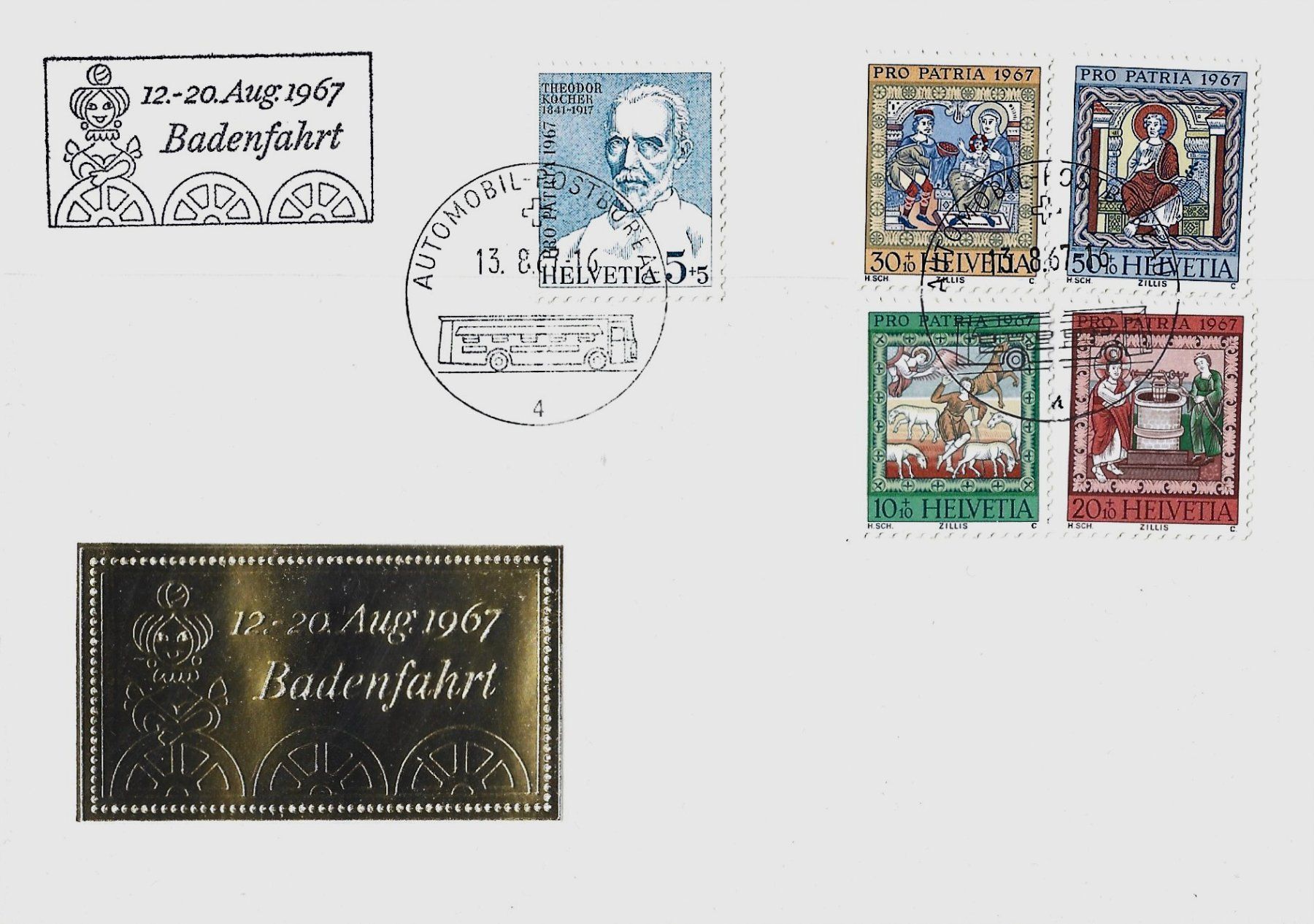 Tutti i francobolli: 1967 Badenfahrt mit Pro Patria 1967 – Usato da Rheinau venduto da loxis