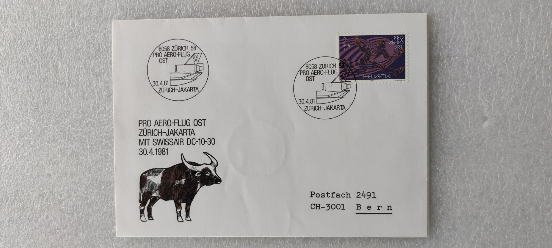 Tutti i francobolli: 4 Stück PRO Aero Flug Schweizer Briefmarken1981 – Usato da Zürich venduto da sendbad 2