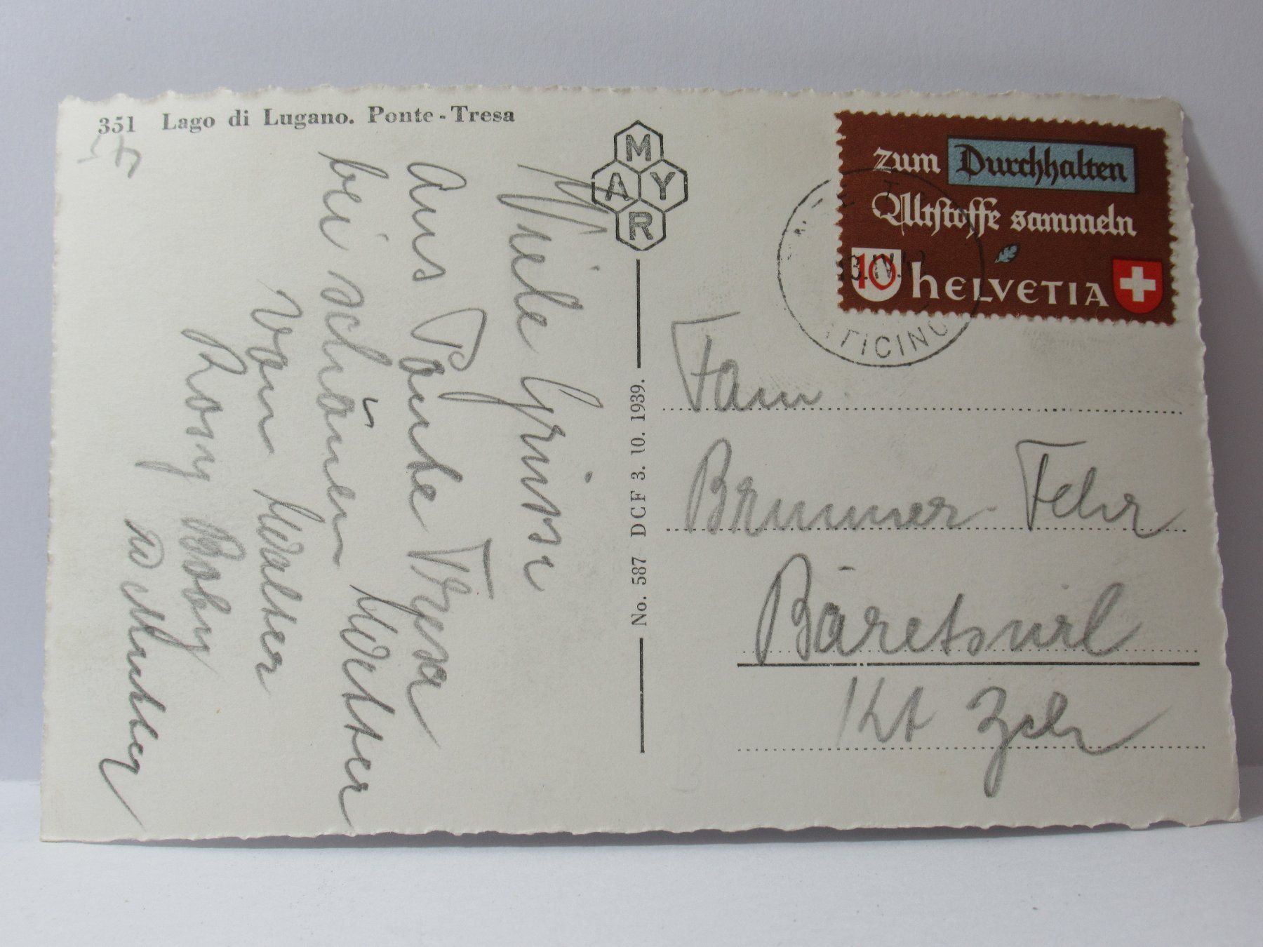 Ansichtskarten: Ponte - Tresa  1942 – Gebraucht aus Grenchen von Bluemchen1900 1