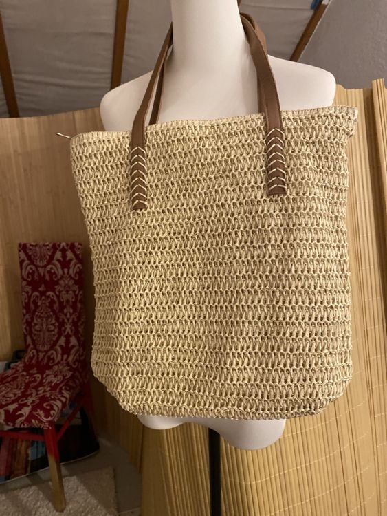 Damen Strohtasche, Groß, Geflochten – Perfekte Sommer-Tasche Für Strand, Einkaufen & Freizeit In Verschiedenen Farben