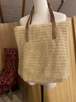 Sommer Stroh Shopper Tasche Beige Vintage Look gross