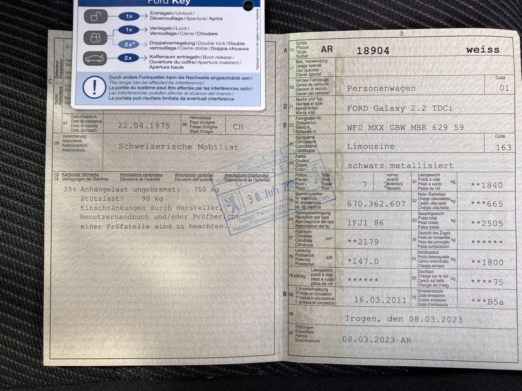 Ford Automobili: Ford Galaxy 2.2 Diesel – Difettoso da Stein AR venduto da Migros10 6
