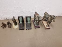 Pferdefiguren, Bronze, Antik, Konvolut, Deko, Vintage