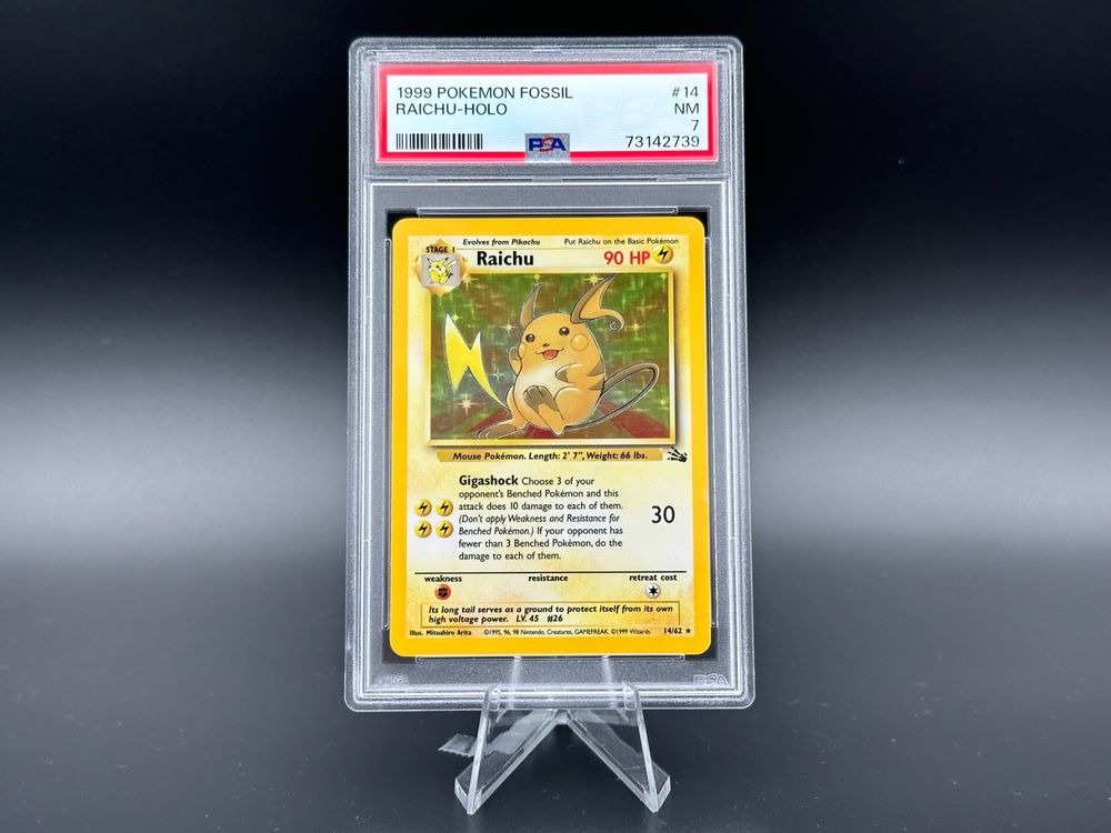 POKEMON Card FOSSIL RAICHU #14/62 Black Star Rare Holo Foil