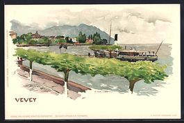 Fritz Voellmy: Vevey, Dampfschiff auf de