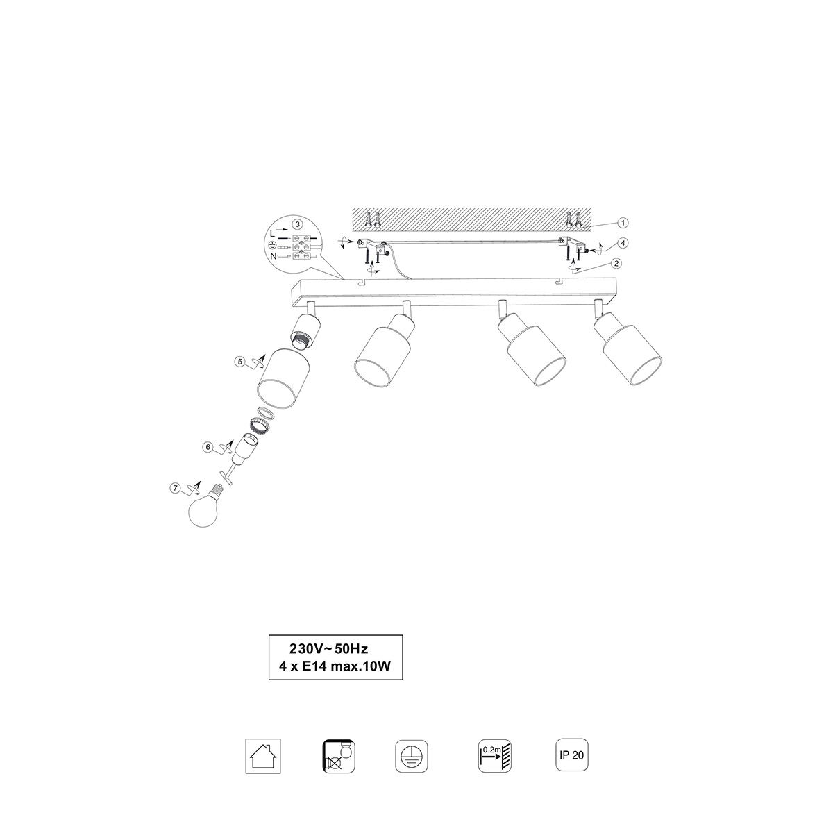 Lampadari & plafoniere: Deckenleuchte, 4 Spots, 59 cm x 9 cm – Nuovo (secondo la descrizione) da Kreuzlingen venduto da Smart-Light 5