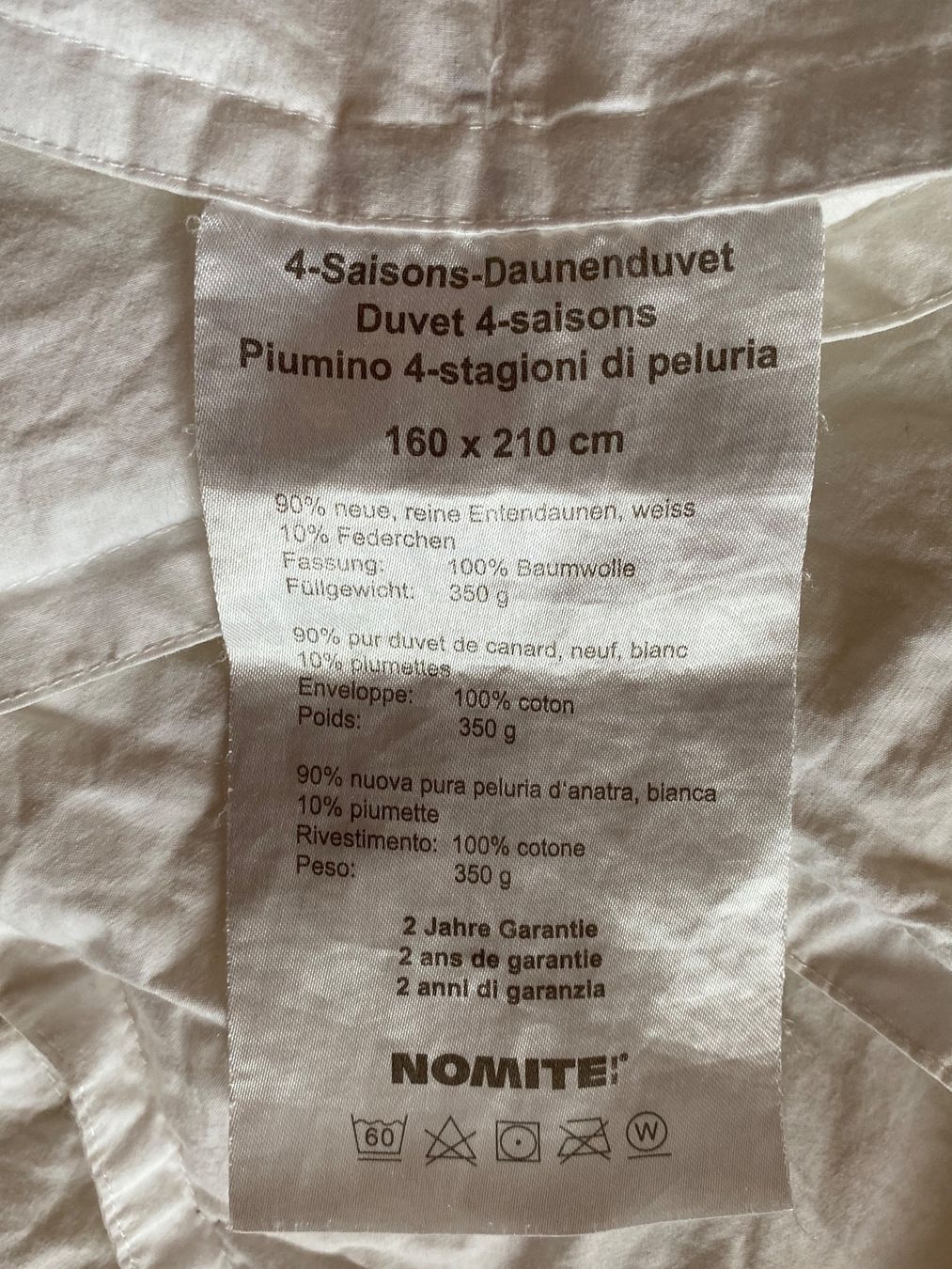 Coperte: 4-Saison Daunenduvet / Decke 160x210 – Usato da Wattwil venduto da edel88 1