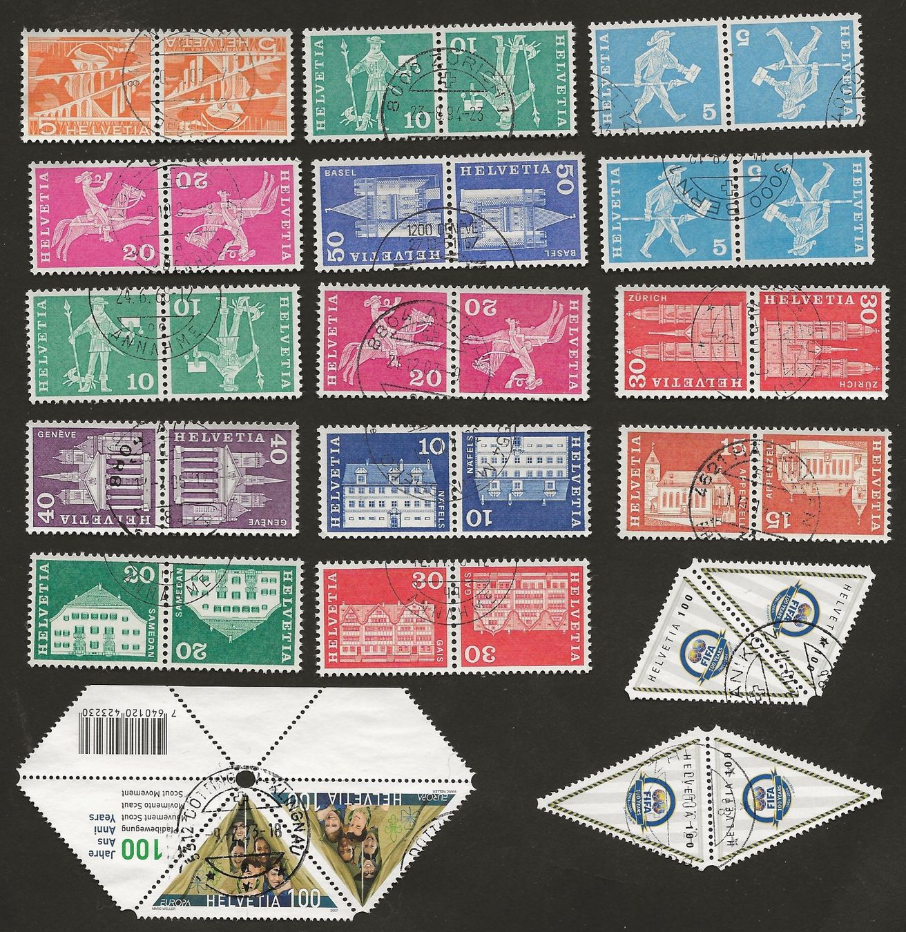 Alle Briefmarken: Schweiz 17 Kehrdruck gestempelt – Gebraucht aus Au ZH von xelagreb01