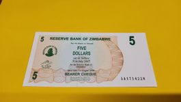 Zimbabwe 5 Dollar Note – Seltener Geldschein von 2007