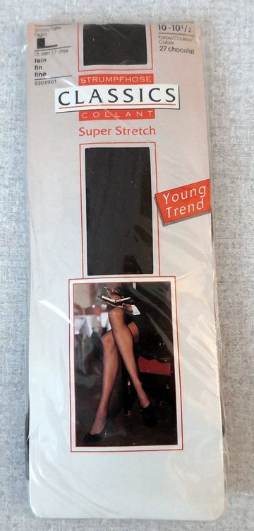 Collant Fin Stretch KINDY Marron - Taille 3/4 - Vintage Très Extensible - Occasion
