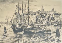 Originale Radierung von Lyon Dürrseet gerahmt, Rarität!