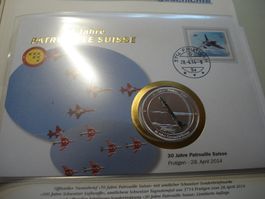 Medaillenbrief Patrouille Suisse, 2014, 30 Jahre, o Frutigen