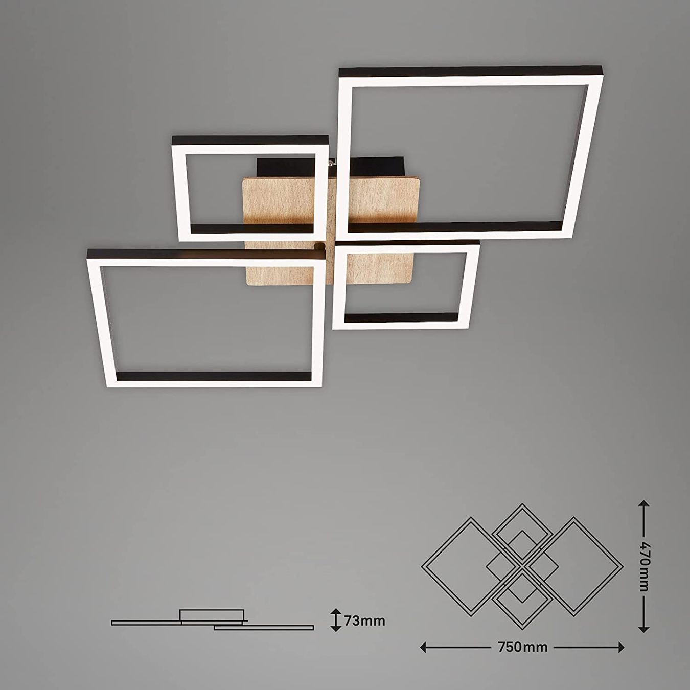 Lampadari & plafoniere: 48W LED Deckenleuchte Schwarz Holz dimmbar Deckenlampe – Nuovo e nell'imballaggio originale da Zürich venduto da NovaDen 6