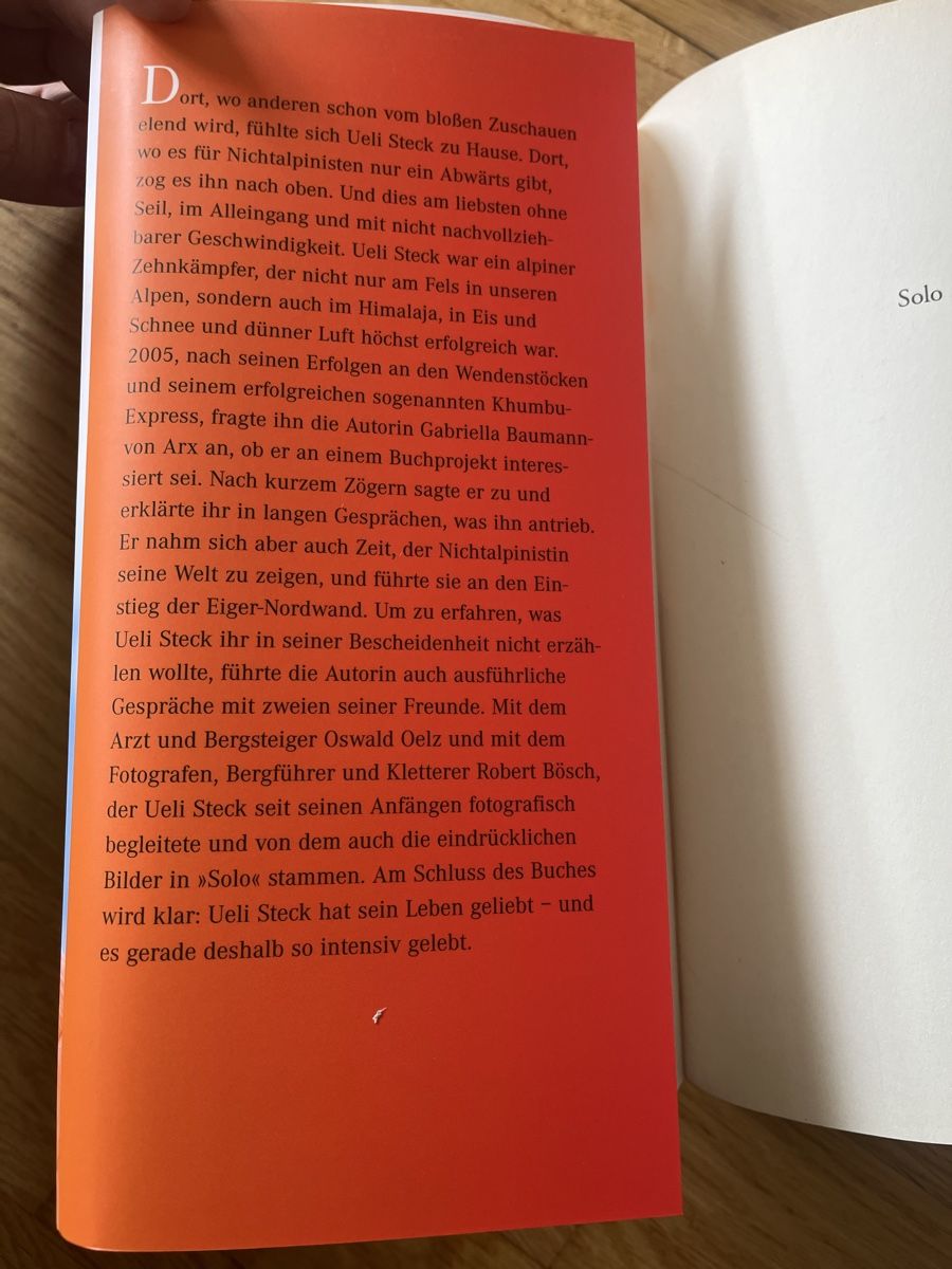Bücher: Buch: Solo - Der Alleingänger Ueli Steck – Gebraucht aus Zürich von Insert_Name 2