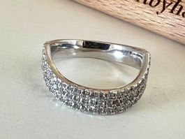 Skulptural geschwungener Silberring 925 & Pavé Zirkonia G52