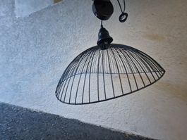 Lampe Metall schwarz Drahtkorb Design gut erhalten