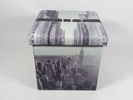 Pouf de rangement cubique New York de 38cm