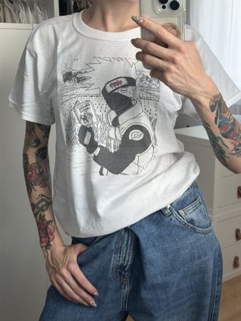 T-Shirt weiss Naruto Kakashi Manga Motiv Grösse S